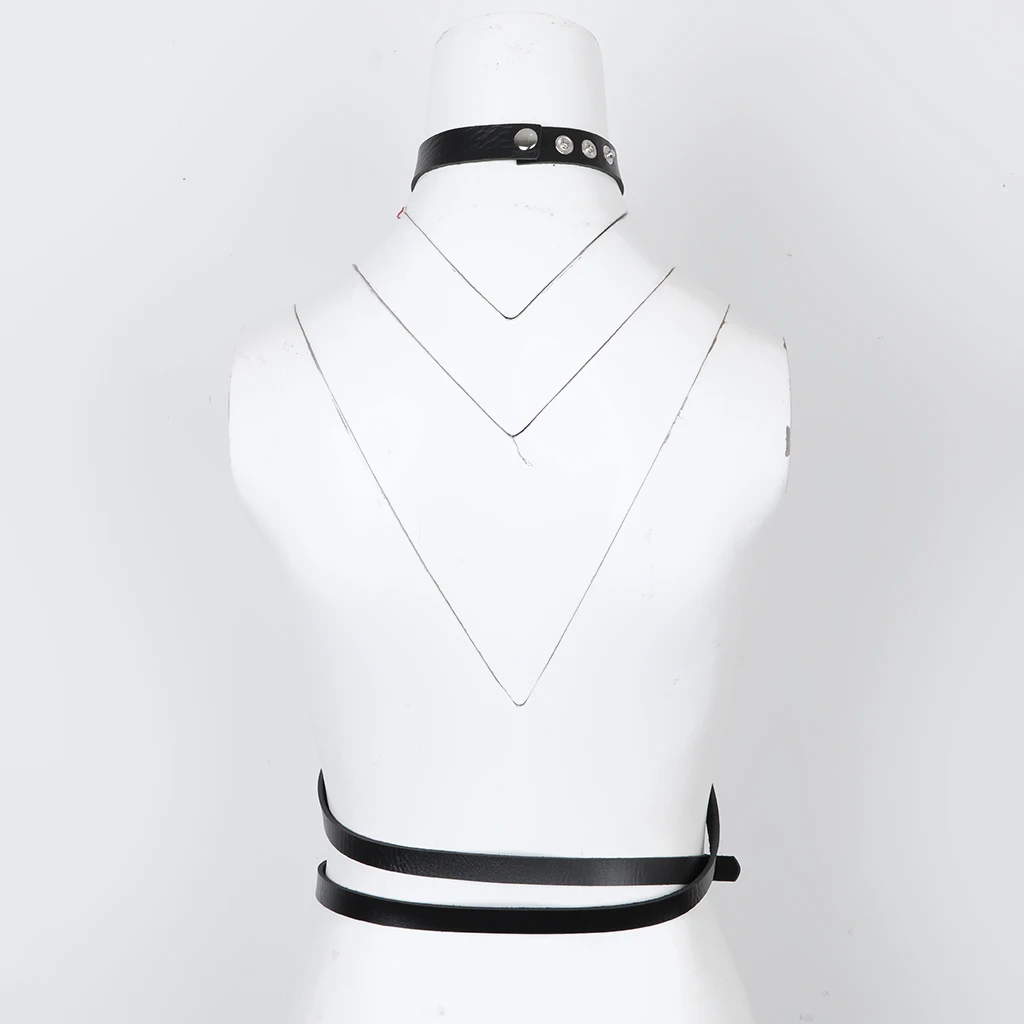 Womens Adjustable PU Leather Chest Harness Gothic Strappy Body Caged Belts