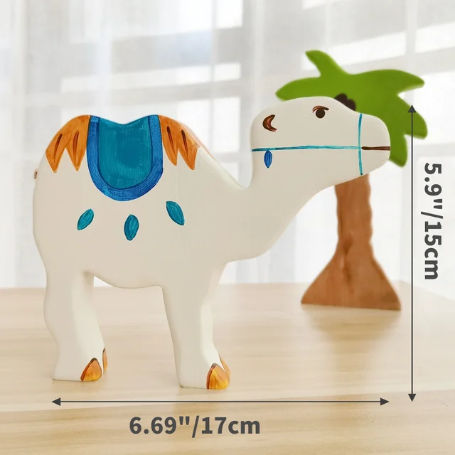 Camel Wooden Natural Montessori Handmade Figure Large Animals Handcarft Toys For Kids Animals Cognition Early Educational Toy 3