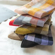 Французский стиль ретро, сетчатые Хлопковые женские носки, модные милые клетчатые осенние носки, красивые цветные сетчатые винтажные носки высшего класса