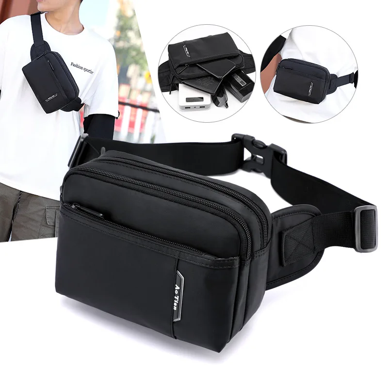 

Men Canvas Waist Pack Sports Running Small Wallet Multi-functional Phone Bag Outdoor Camping Leisure Bag