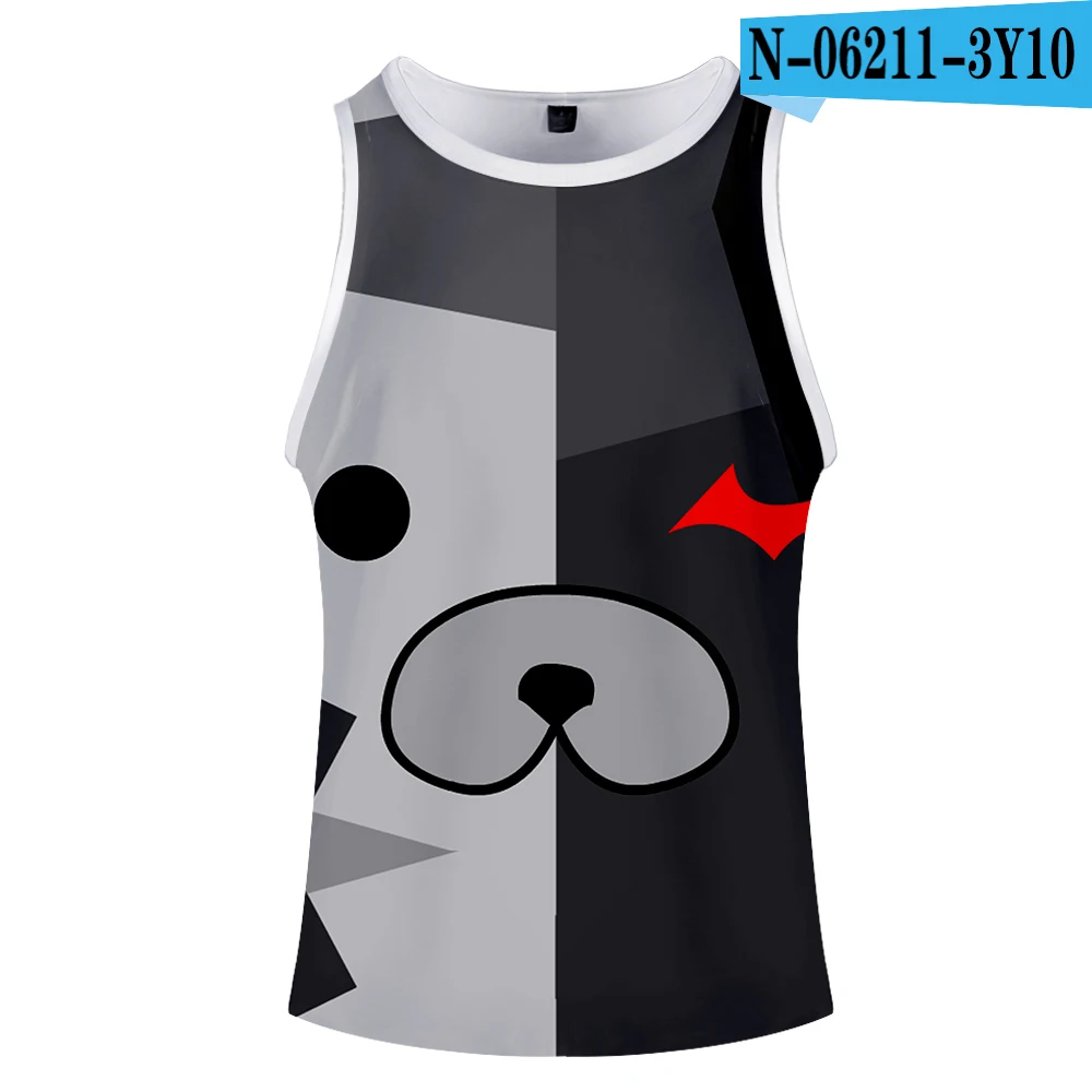 Monokuma 3D майка без рукавов Мужская Летняя Повседневная 3D хип хоп модная жилетка Популярные Животные майка мужская XXS-4XL - Цвет: 1
