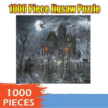 

1000 Large Piece Adult Children Halloween Horror House Puzzle Holiday Gift Pattern Toy Landscape Puzzles Kids Educational