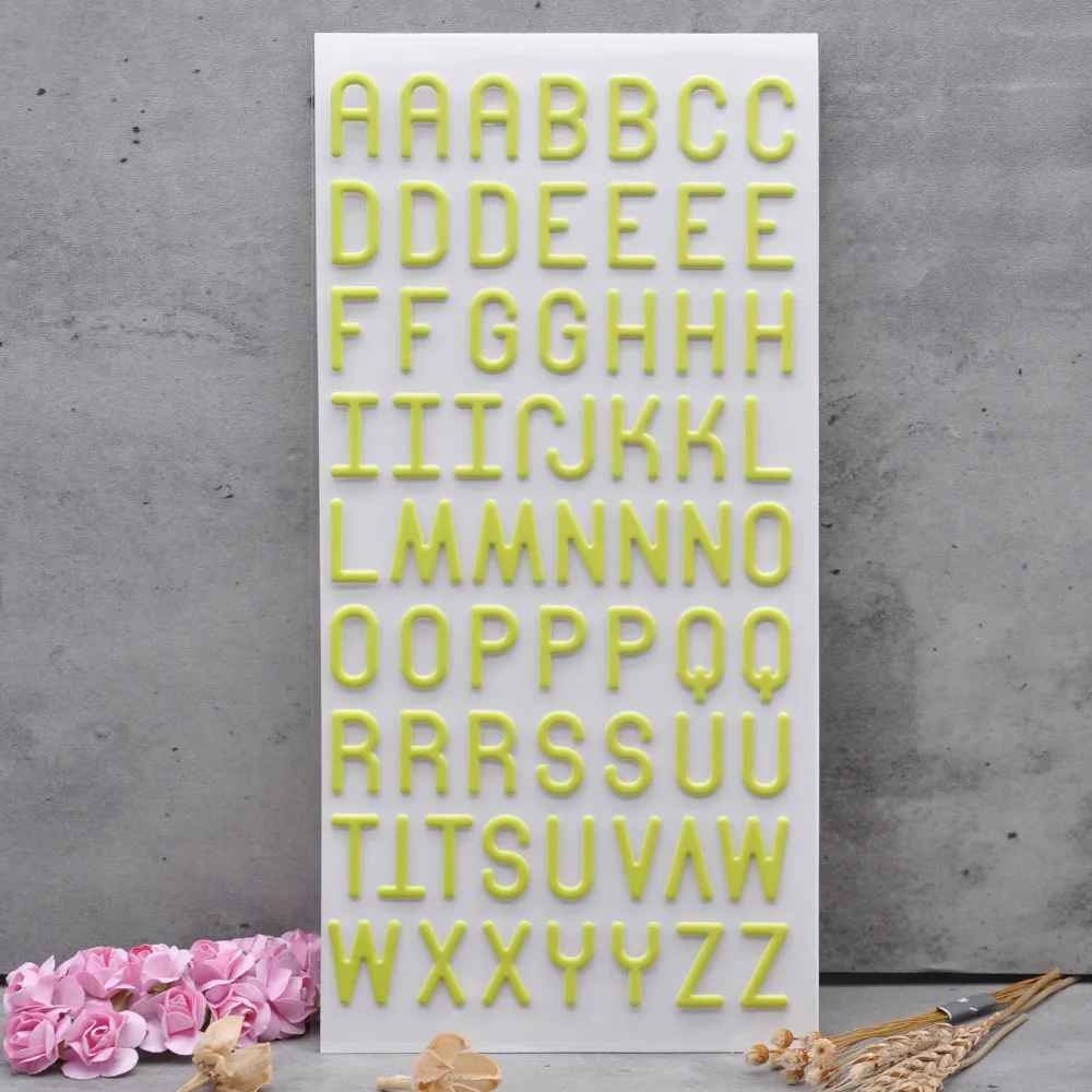 Decorative stickers Self adhesive stickers Adhesive stickers Decorative labels stickers Alphabet label stickers Diy scrapbooking accessories Alphabet Letters 4 Sheets 24Cm*12Cm Scrapbooking Creative Stickers A-Z Living Room Home Decor Handmade For Children PS001