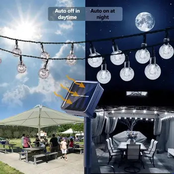 

50 LEDs 10m Crystal Ball Solar Light Outdoor IP65 Waterproof String Fairy Lamps Solar Garlands for Garden Christmas Decoration