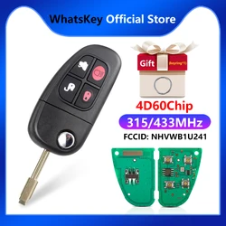 WhatsKey 4 Button Flip Remote 315/433MHz 4D60 Chip Key For Jaguar X-Type S-Type 1999-2009 XF XJ XE XJR FO21 Blade NHVWB1U241