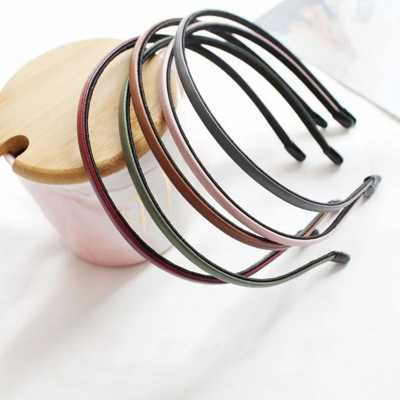 

1 pc Korean Style Chic Versatile Leather Headband Women Girls 7 Solid Colors Hair Bands Daily Hair Styling Accessories