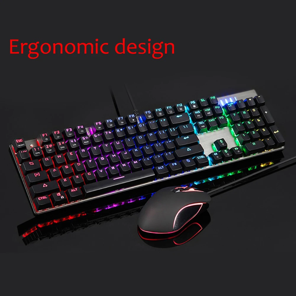 Ck888 Gaming Mechanical Keyboard Mouse Usb Wired Mechanical Keyboard Mouse Set With Rgb Led Backlight Adjustable Dpi Gaming Part