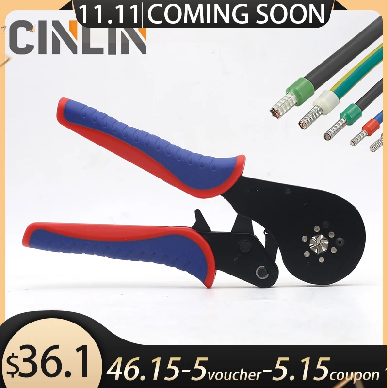 

0.08-16mm Precision Crimping Pliers & Terminals Set 28-5AWG Tube Bootlace VE&TE Terminals Hand Tools Electrician Crimper CLB16-6