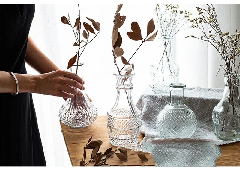Прозрачные вазы стеклянная столешница растения для дома бонсай украшения в скандинавском стиле Террариум Гидропонные вазы для растений винтажный цветочный горшок