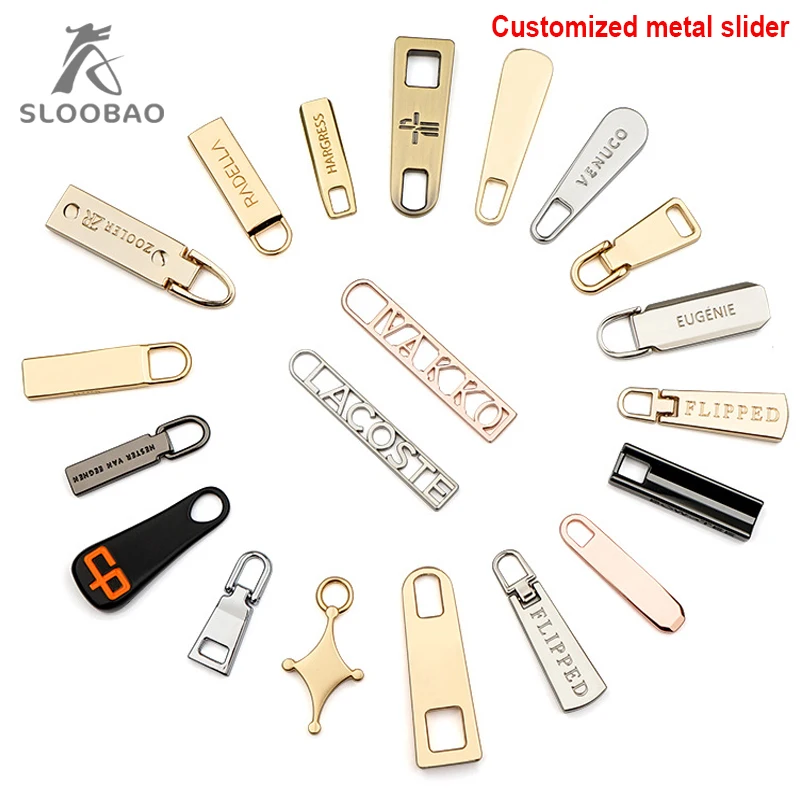 

No. 5 Electroplating hardware Metal zipper puller, luggage, handbags, apparel accessories, pull tab logo can be customized