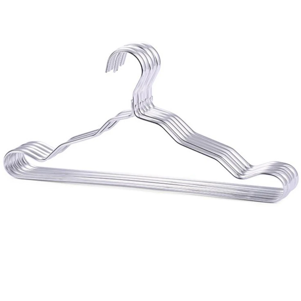 5Pcs/Set Closet Adult Skirt Clothing Towel Storage Rack Aluminium Alloy Hanger High Quality Closet Space Saving Belt Coat Hanger - Color: Silver Hanger