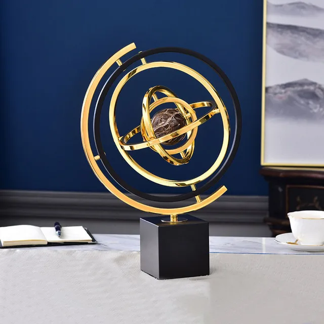 Creative Office Desktop Iron Globe Sculpture 1