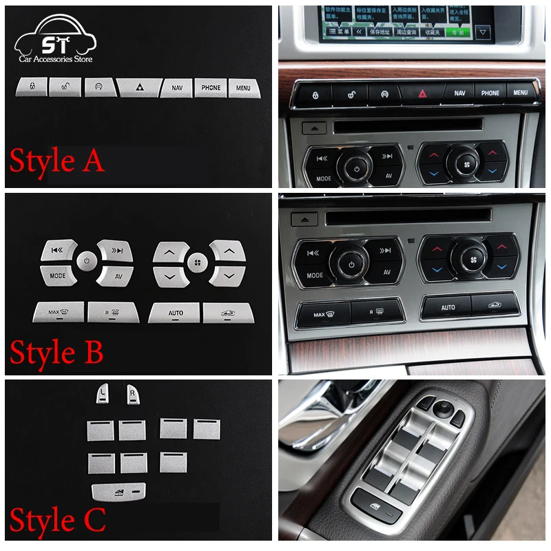 Car Center Console Multimedia Air Conditioning Button Patch Glass lift Button Sticker For Jaguar XF 2012-2015 Interior Accessory