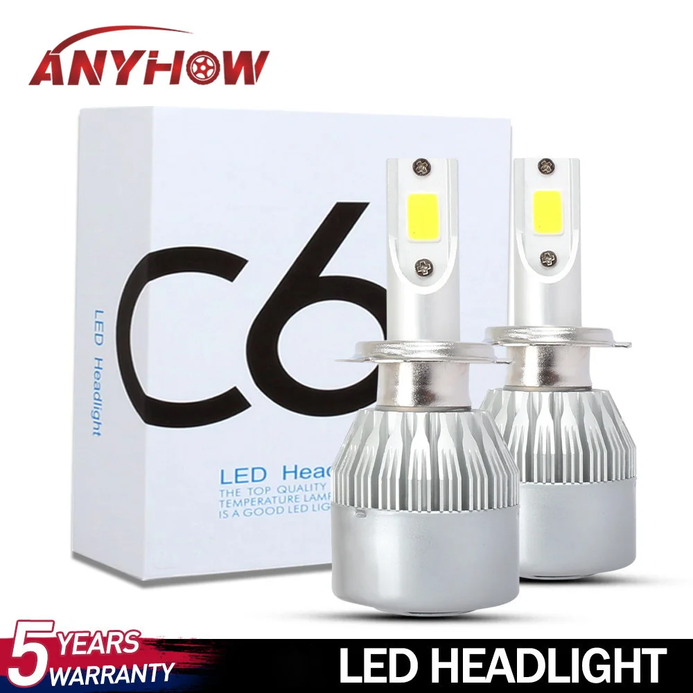 В любом случае C6 3000K желтый 2 шт. 36 Вт COB светодиодный светильник 12V H1 H3 H4 H7 H8 H9 H10 H11 HB3 HB4 автомобильный комплект Противотуманные фары лампы