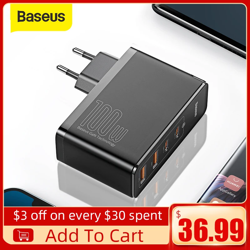 Baseus GaN Charger 100W USB Type C PD Fast Charger with Quick Charge 4 0 3