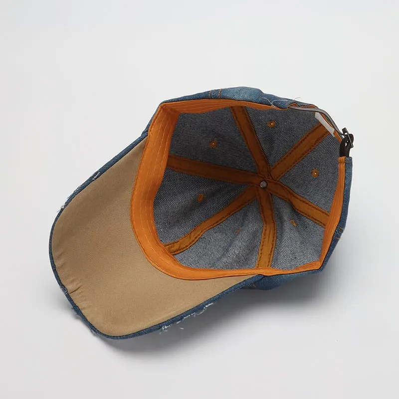 Women's Baseball Cap Shiny Butterfly Pattern Denim Cloth Snapback Hats For Women Summer Autumn Casual Gorras Adjustable New