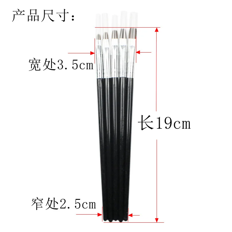 5PCS Kolinsky Flat Nail Art Brush Set Gradient Acrylic Nail UV Gel Builder Drawing Painting Pen Manicure Tool 5