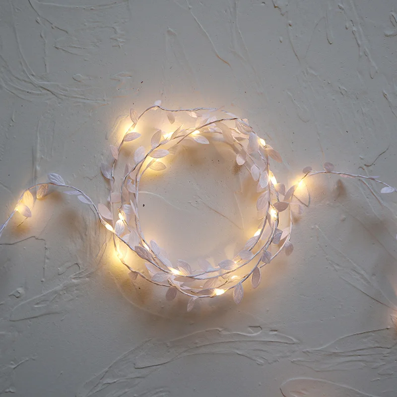

Tiny leaves garland fairy light led copper wire Battery string lights home Table Wedding party Decoration