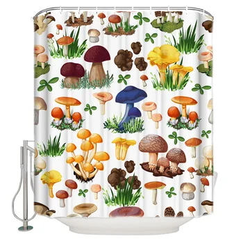 

Mushroom Blue Mushroom Yellow Edible Wild Forest Plants Wild Grass Growth Polyester Fabric Shower Curtain MAT 40X60CM
