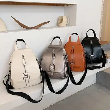 

2020spring new soft leather ladies backpack luxury brand designer large capacity casual travel bag white fashion female backpack