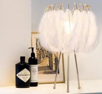 

Nordic modern fashion warm boys and girls princess room study bedroom feather lamp led