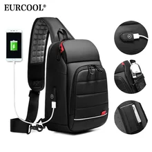 

EURCOOL Multifunction Men Chest Bag for 9.7"USB Backpack Charging Messenger Handbags Crossbody Shoulder Male Bags сумка мужская