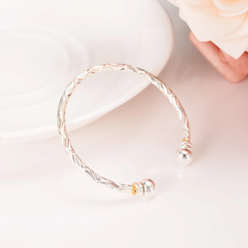 Small silver plated Bracelet&Bangles for Baby/Girls/Boy Charm Beads Bracelet Small Bell/Heart Jewelry Child Party Gifts 4