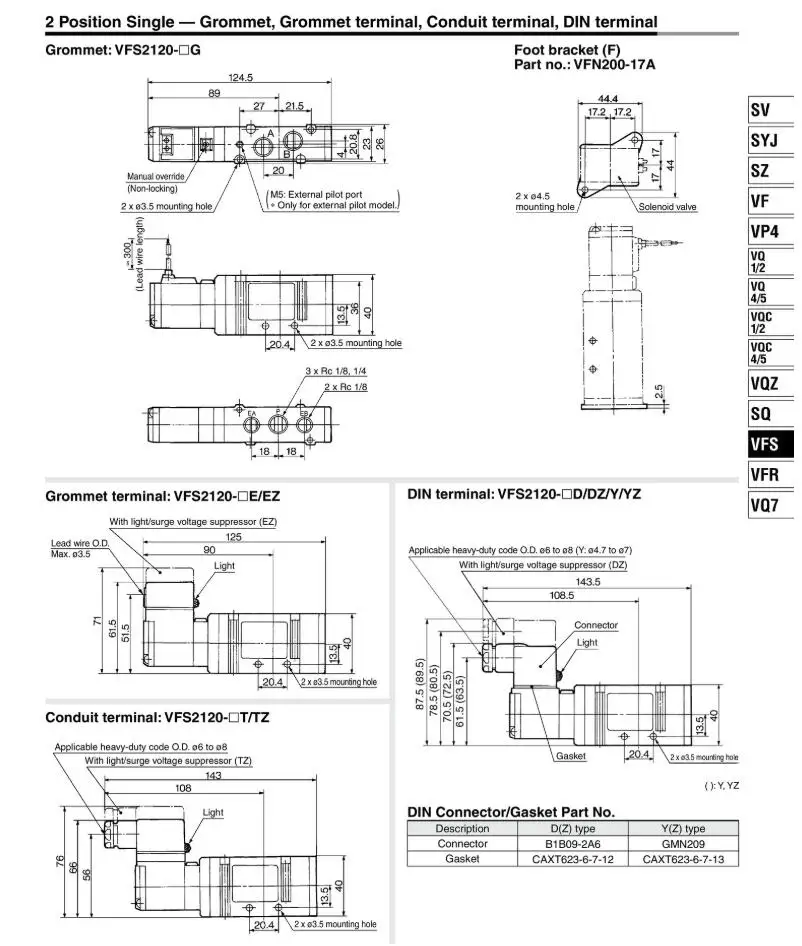 VFS2100-5FZ VFS2200-5FZ VFS2400-5FZ VFS3300-5FZ SMC электромагнитный клапан пневматический компонент