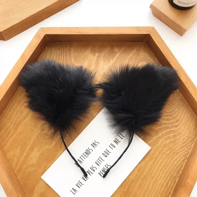 ZZYY Black Cat Ears Cosplay Accessories Set Lolita Sexy Lace Collar Kawaii Headband Cute Gothic Decor Pink Headdress Soft 2021 2