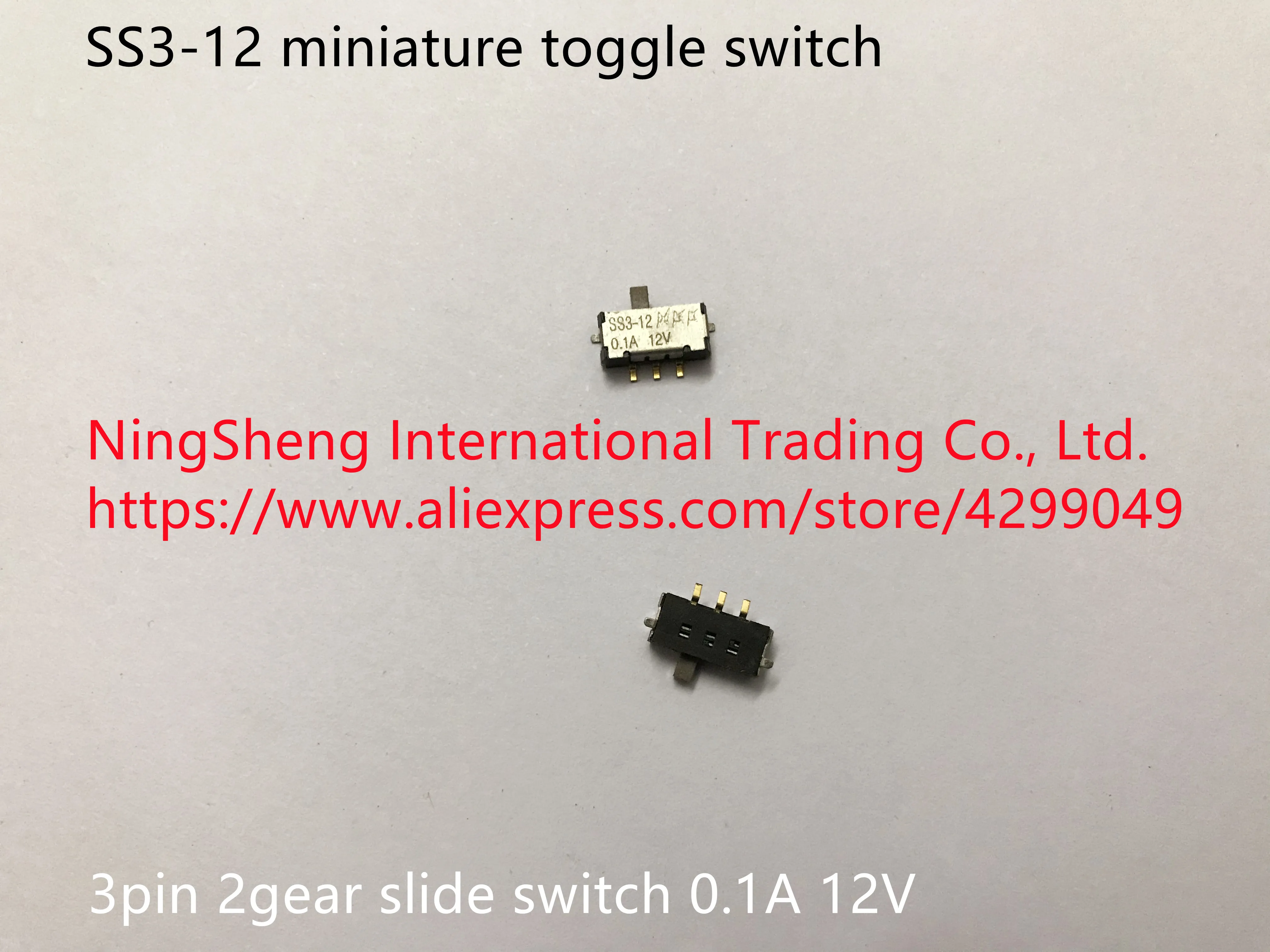 

Original new 100% SS3-12 miniature toggle switch 3pin 2gear slide switch 0.1A12V