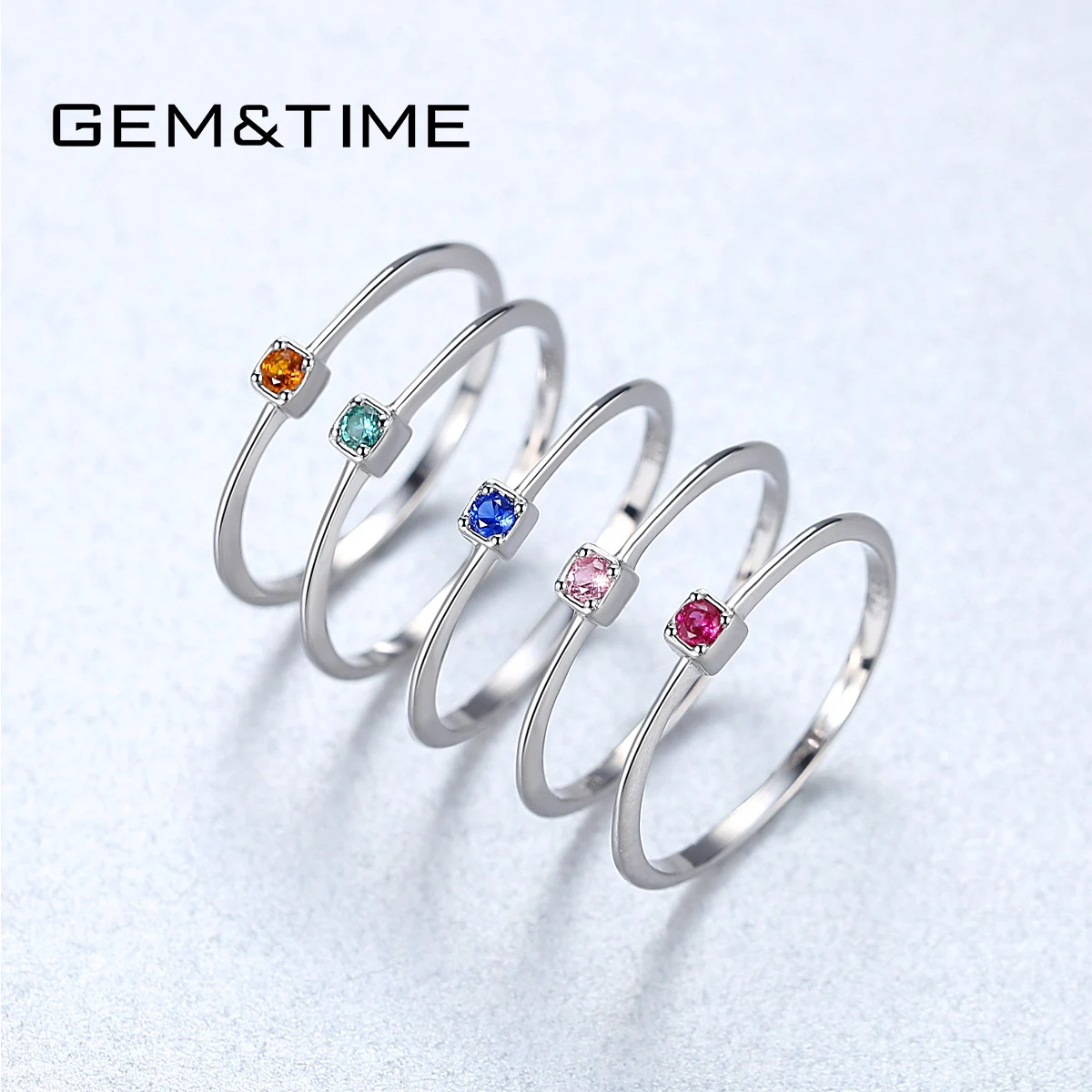 Gem& Time, серебро 925 пробы, VVS, цветной топаз, пасьянс, кольцо для женщин, драгоценный камень, штабелируемые кольца, ювелирные изделия, Anillos Mujer