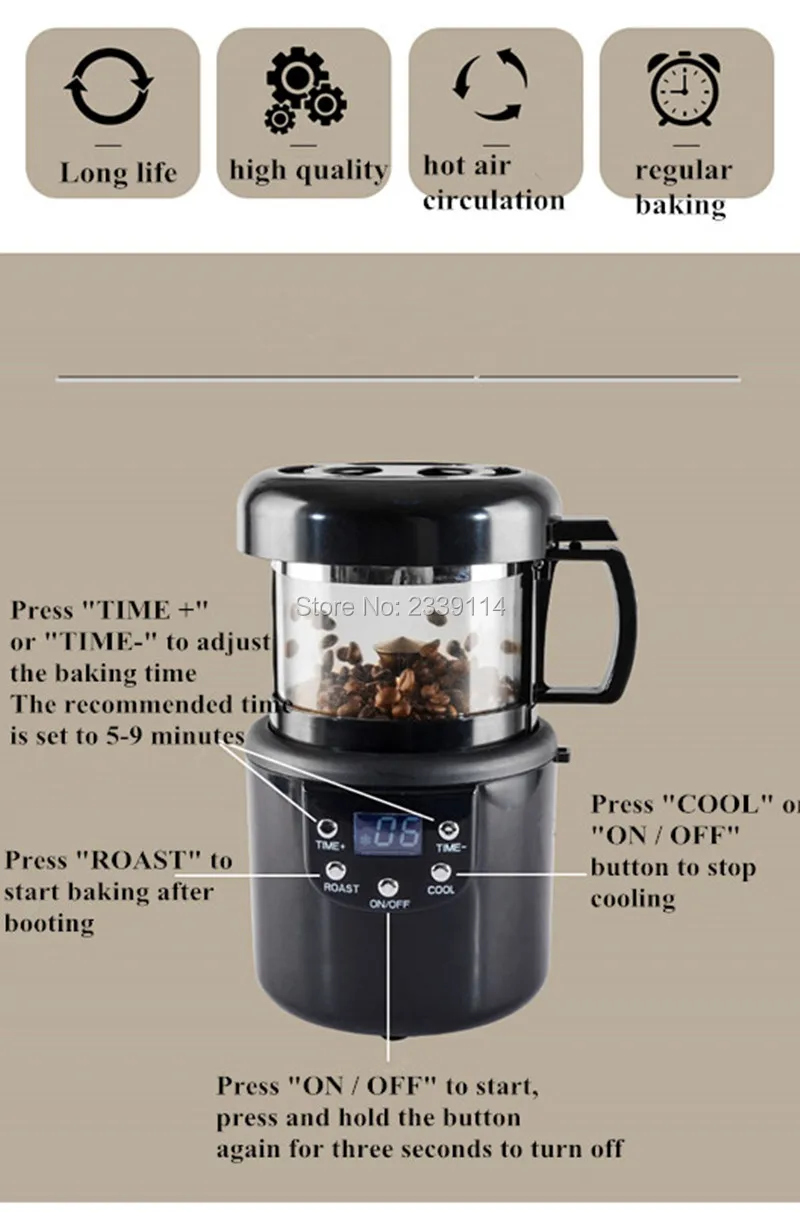 Details about   220V Coffee Accessories Home  Coffee Roasting Machine Household Baking Roasted 