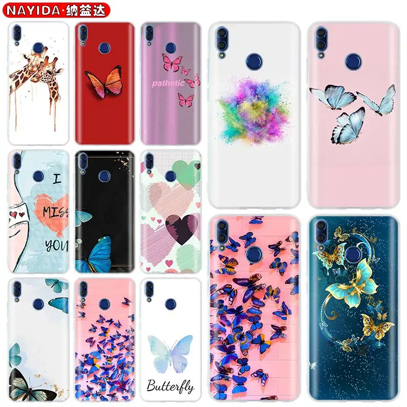 Мягкий чехол для Huawei Honor 30 20 Pro 10 9 Lite 30s 10i 9a 8a 7a X10 8x Aquarela Бабочка розовый|Бамперы| |