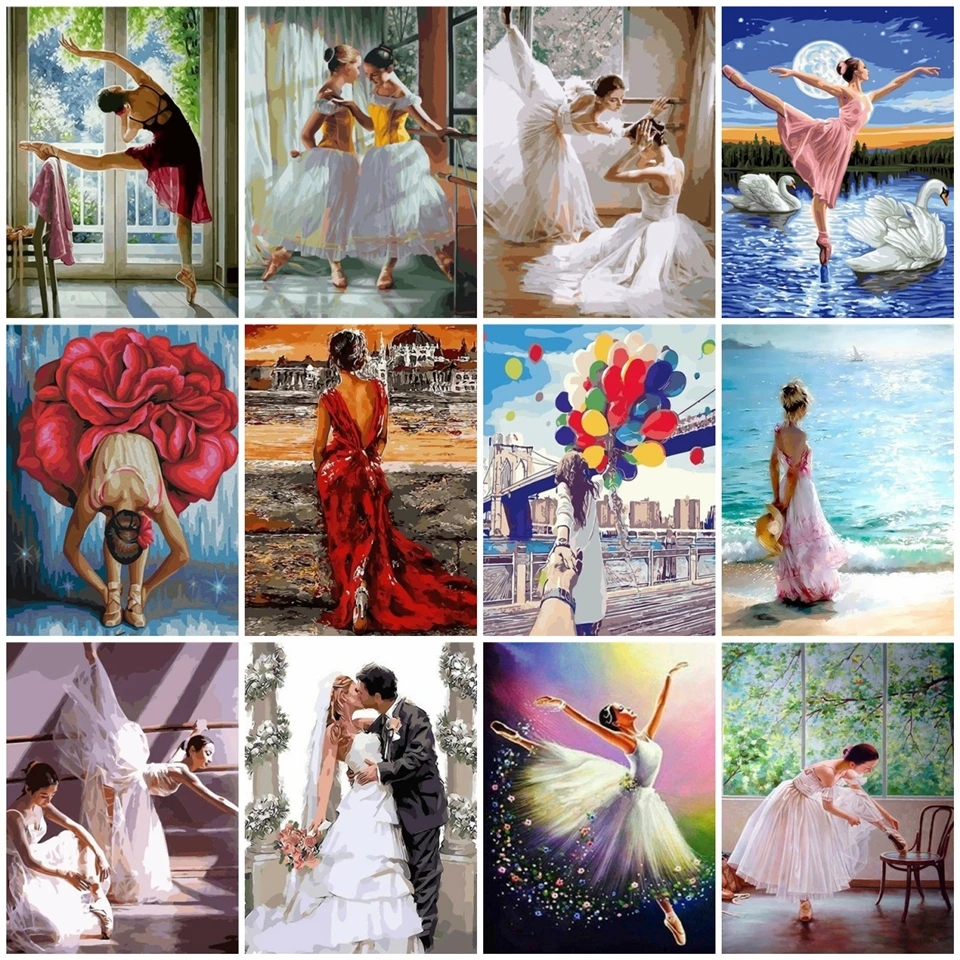 

AZQSD Painting By Numbers Dancer Oil Painting Portrait Paint By Numbers For Adults Pictures By Number Decoration For Livingroom