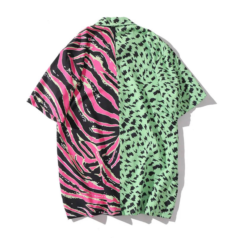 Ropa De Hombre Summer Men Hawaiian Short Sleeve Shirt Mens Casual Leopard Colorblock Beach Shirts Man Oversized Hemd cotton shirt men casual shirt men hawaiian shirt