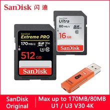 SanDisk Extreme Pro/Ultra carte SD 128 go 64 go 32 go 512 go 256 go 16 go SD 128 go, carte mémoire Flash SD U1/U3 4K V30 cartes SDXC SDHC