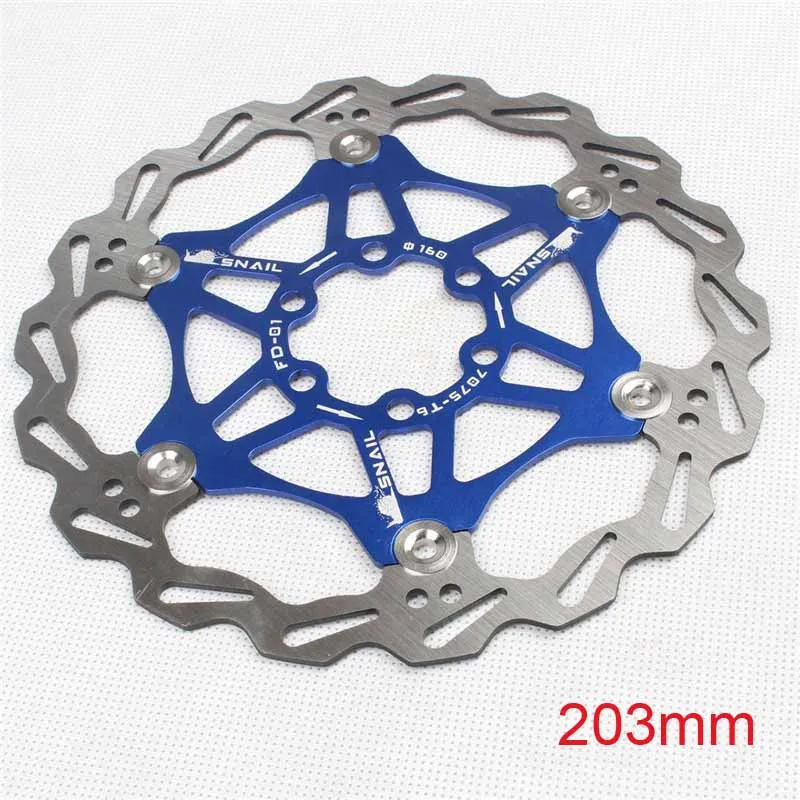 blue 203mm Велосипедный Дисковый Тормоз MTB DH тормозной поплавок плавающие дисковые роторы 160 мм/180 мм/203 мм Hydreaulic тормозные колодки поплавок роторы запчасти для велосипеда - Цвет: blue 203mm