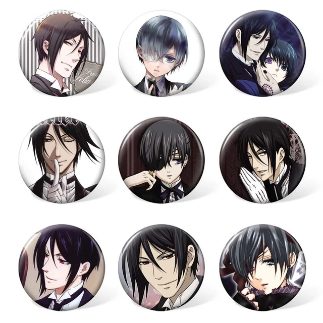 バッジブラックバトラーアニメプラスチックバッジsebastian Michaelis And Ciel Phantomhiveコスチュームブローチバックパックアクセサリー用9ピース セット Aliexpress Mobile