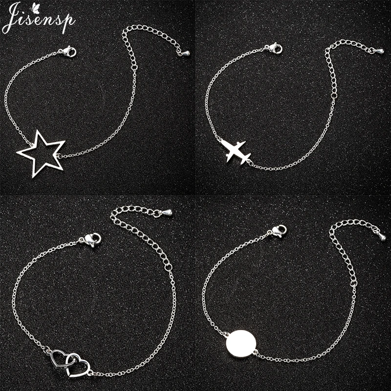 Jisensp Новая мода браслет из нержавеющей стали простой звезда и самолет Шарм Браслет геометрические ювелирные изделия для женщин дружеский подарок