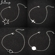 Jisensp Новая мода браслет из нержавеющей стали простой звезда и самолет Шарм Браслет геометрические ювелирные изделия для женщин дружеский подарок