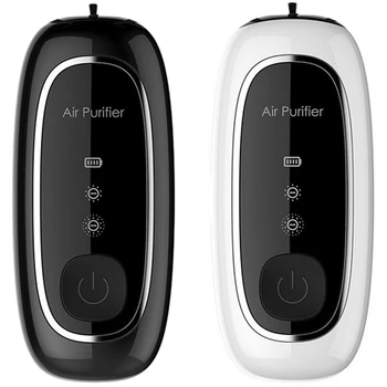 

2Pcs Usb Portable Air Purifier, Personal Hanging Necklace with Negative Ion Air Freshener-No Radiation - Black & White