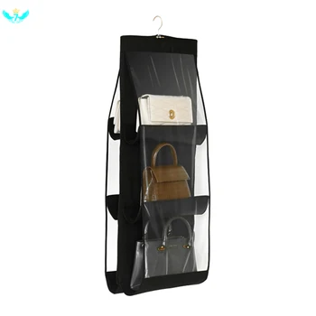 

6 Pocket Foldable Hanging Bag 3 Layers Folding Shelf Bag Purse Handbag Organizer Door Sundry Pocket Hanger Storage Closet Hanger