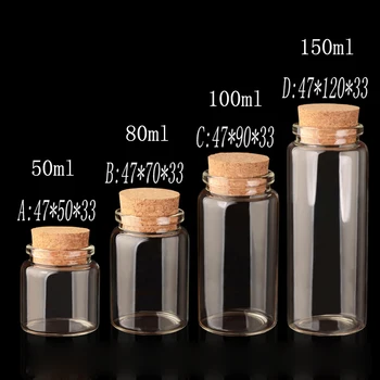 

24pcs Glass Bottle Wishing Bottle Creative Transparent Cork Glass Bottle 50ml 80ml 100ml 150ml Empty Can Container Bottle