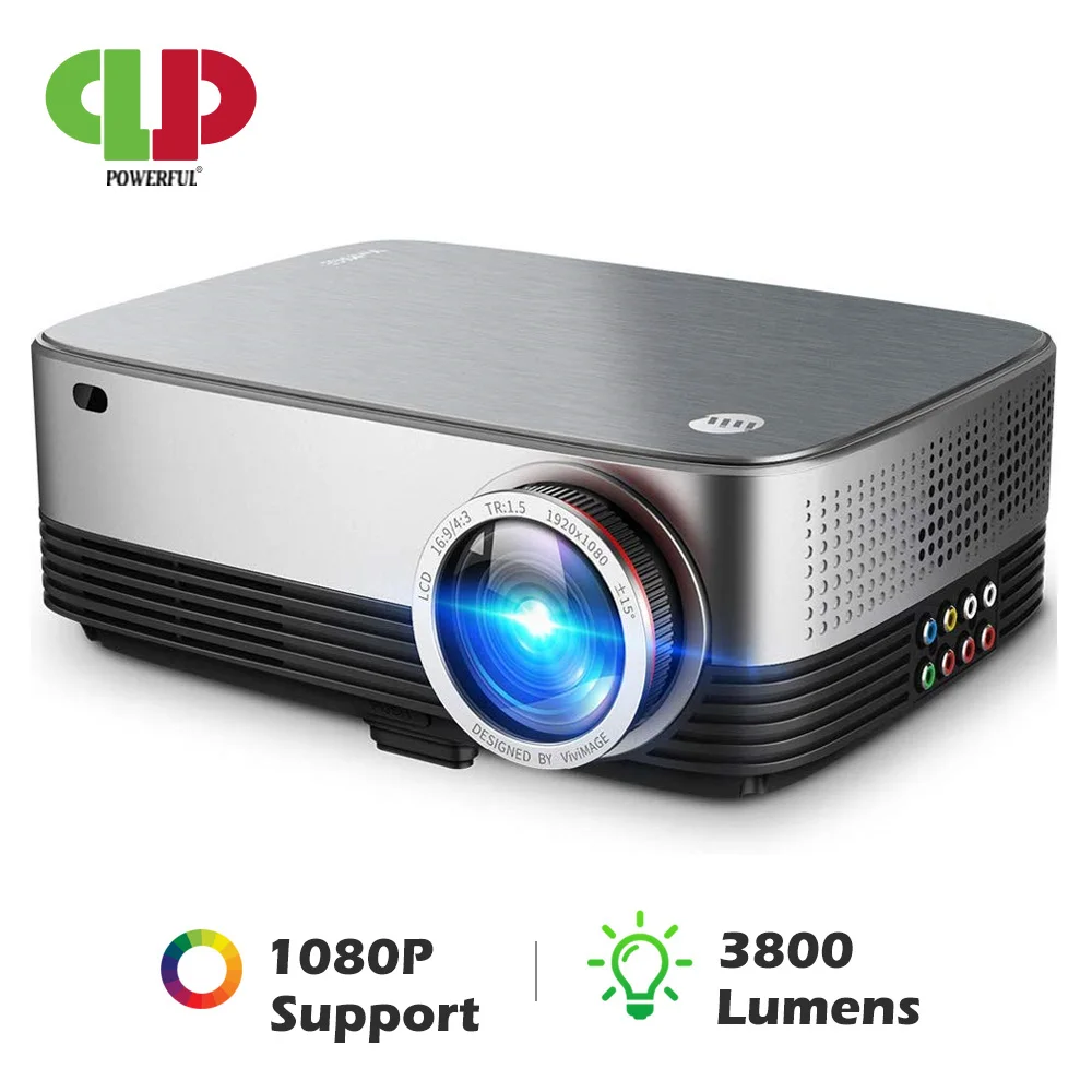 Мощный светодиодный проектор поддержка 1080p 3800 люмен Android (1 Гб + 8 Гб) Wi Fi Bluetooth для
