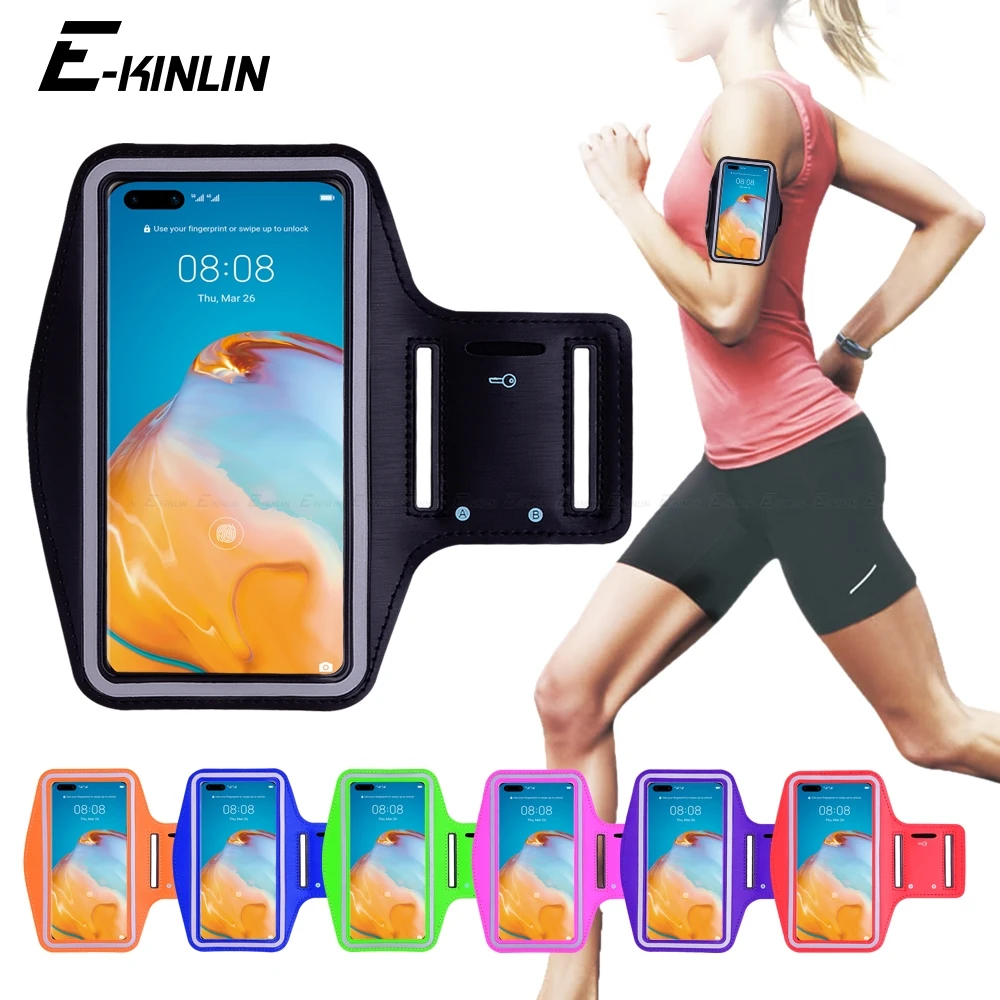 Running Jogging Gym Sports Holder Pouch Cover Arm Band Phone Case Per Huawei P60 Art P50E P50 P40 P30 P20 Pro P10 Plus Lite Xl E