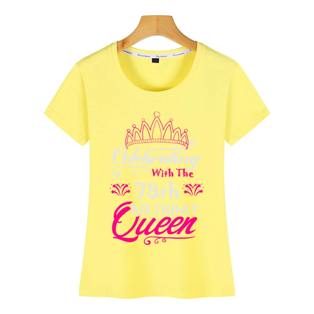 Топы, футболка, женская, празднующая с 78th birthday queen Vogue, винтажная, хлопковая, женская футболка - Цвет: Yellow