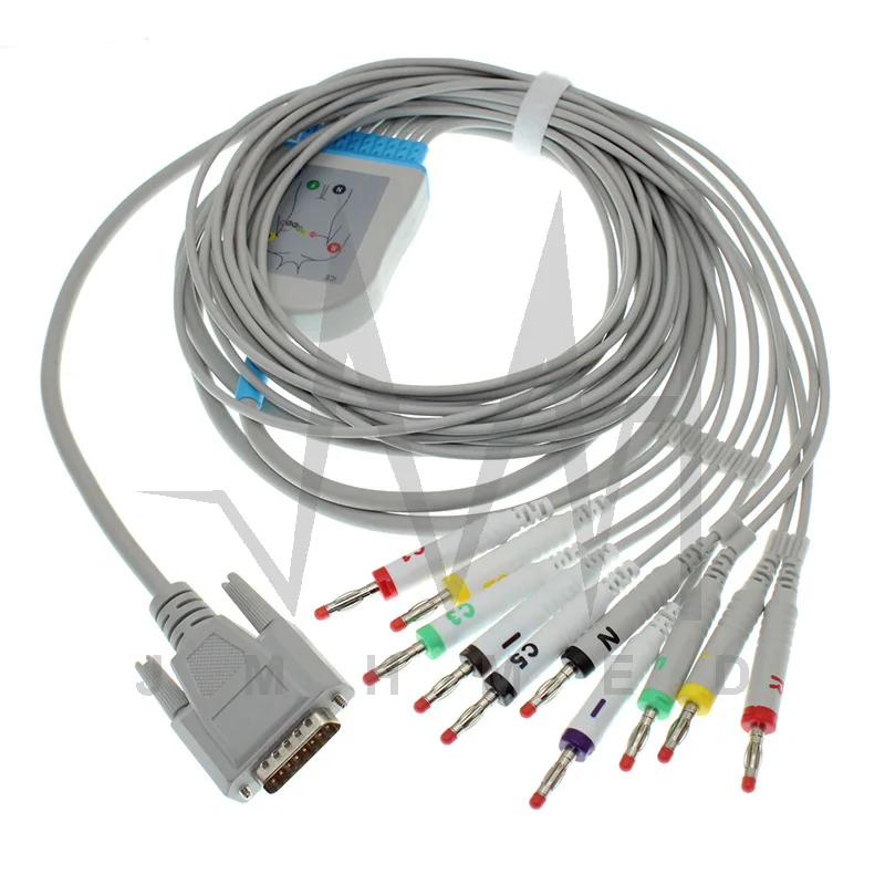 Compatible with mindray r r12 r3 ekg monitor 040 001644 00 10 lead ecg cable with snap 