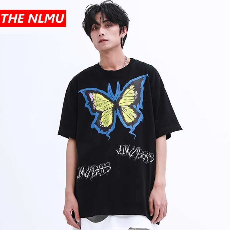 Mens Harajuku T-shirts Butterfly Print Short Sleeve T Shirt Hip Hop Streetwear 2020 Summer Men Casual T-Shirt Tops Tees WG849