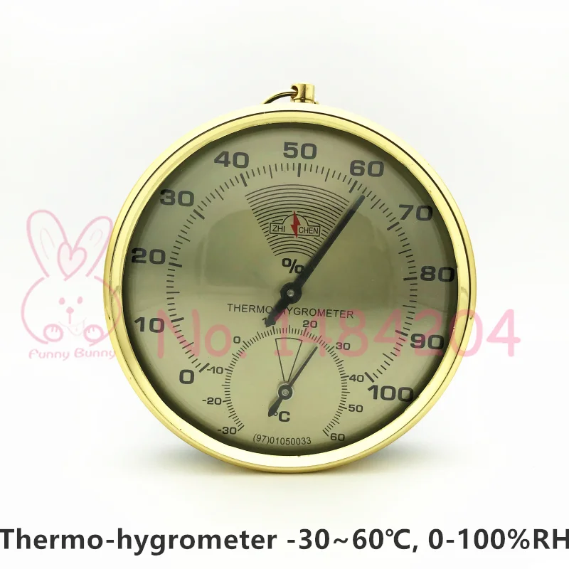 1X Золотой Аналоговый термометр и гигрометр-30~ 60C градусов 0%~ RH настенный внутренний и наружный диаметр = 100 мм