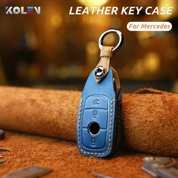 

Leather Car Remote Key Case Cover Fob For Mercedes Benz E S Class E200 E300 E220 Maybach S320 S450 S350 W204 W203 W210 W124 W212